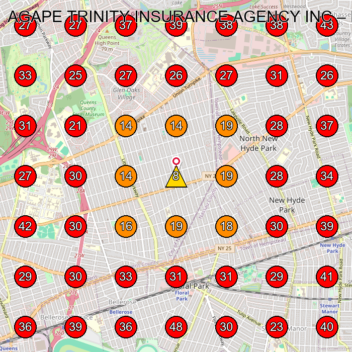 AGAPE TRINITY INSURANCE AGENCY INC GeoGrid visibility map for Insurance Agency in Great Neck